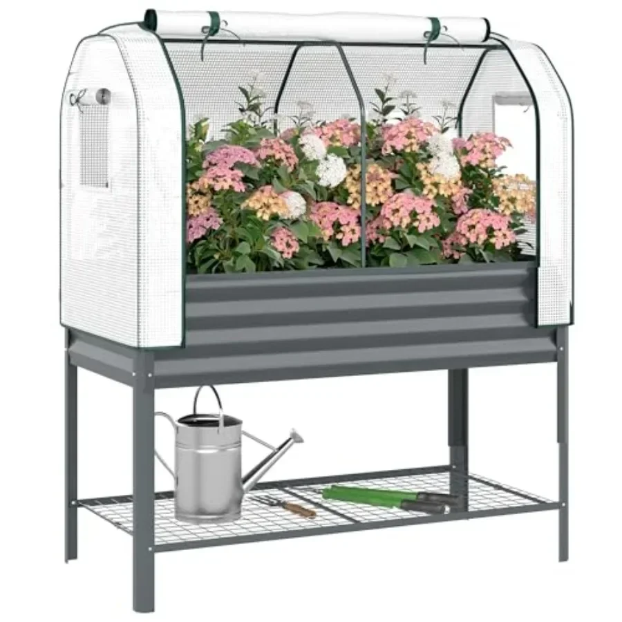 Raised Garden Bed - Galvanised Raised Garden Bed with house