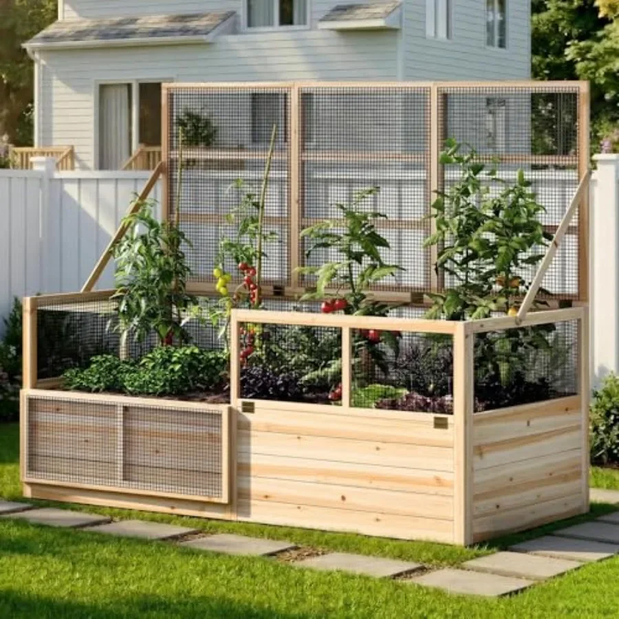 Raised Garden Bed - Raised Garden Bed with Fencing and